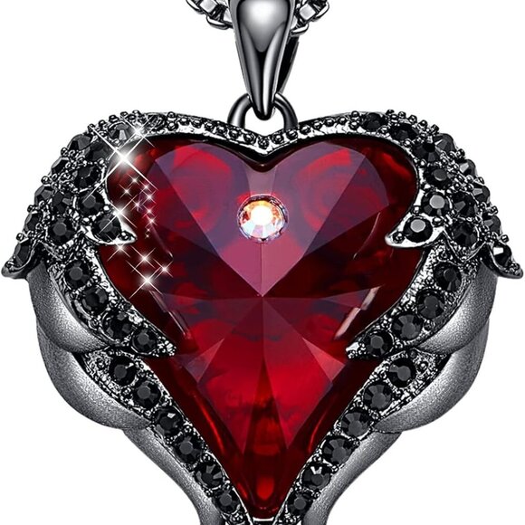 Angel Wings Necklaces for Women, Love Heart Silver Tone/Gold Tone Pendant with B